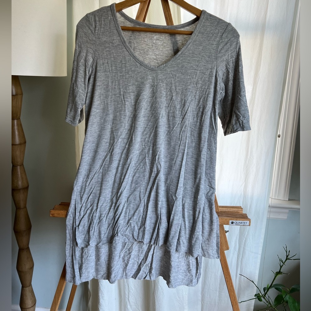 Light Gray V-Neck Women’s Top